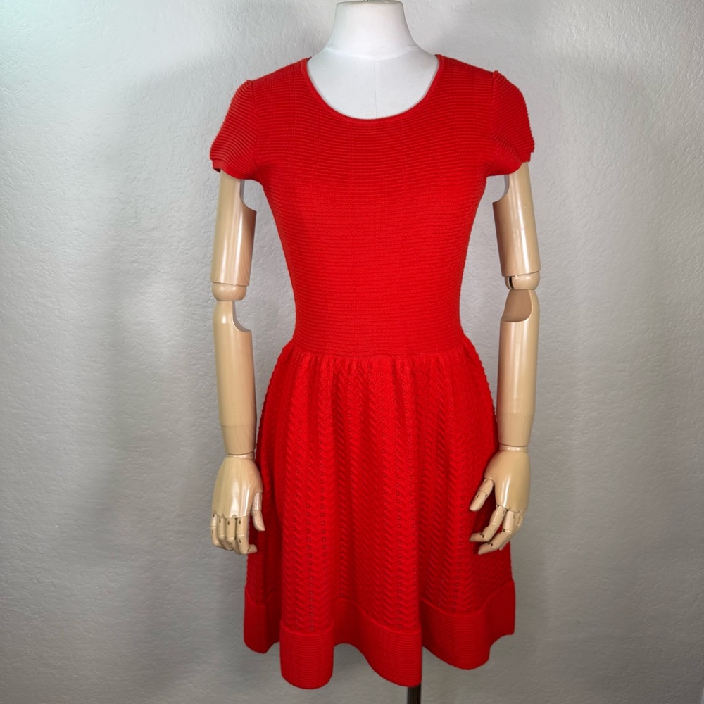 Cynthia Steffe Fit & Flare Ribbed Merino Wool Blend Knit Sweater Dress Small